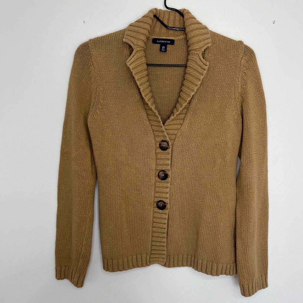 Land's End Buttoned Cotton Sweater Women's XS Fisherman Layering Capsule